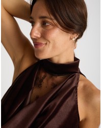 Top Halter Velluto Pizzo