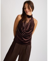 Top Halter Velluto Pizzo