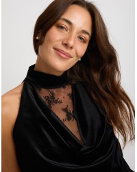 Top Halter Velluto Pizzo