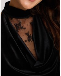 Top Halter Velluto Pizzo